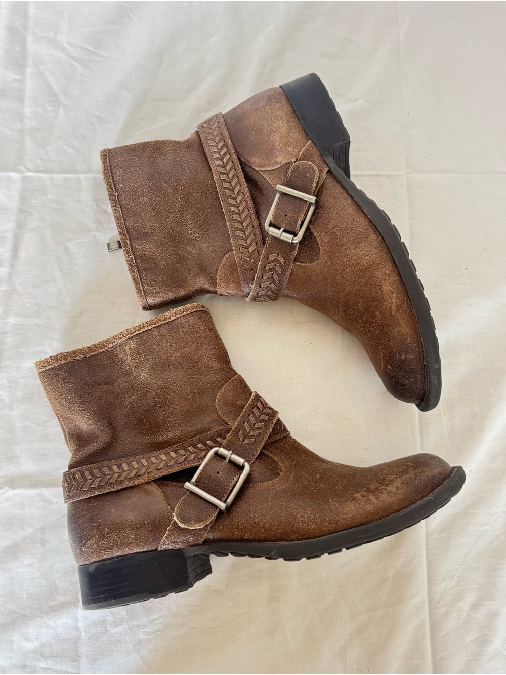 Nurture by Lamaze Brown Suede Braided-Strap Ankle Boots Size 11M